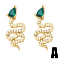 New Fashion Snake Copper Gold-plated Inlaid Zircon Earrings main image 3