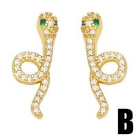 New Fashion Snake Copper Gold-plated Inlaid Zircon Earrings main image 4