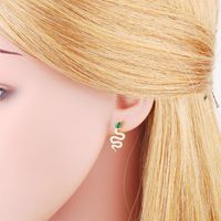 New Fashion Snake Copper Gold-plated Inlaid Zircon Earrings main image 6