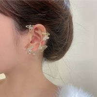 Simple Butterfly Copper Gold-plated Inlaid Zircon One-piece Ear Clips main image 1