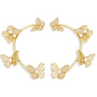 Simple Butterfly Copper Gold-plated Inlaid Zircon One-piece Ear Clips main image 3