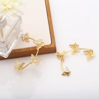 Simple Butterfly Copper Gold-plated Inlaid Zircon One-piece Ear Clips main image 4