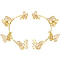 Simple Butterfly Copper Gold-plated Inlaid Zircon One-piece Ear Clips main image 6