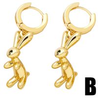 New Cute Glossy Rabbit Copper Gold-plated Inlaid Zircon Earrings main image 4