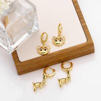 New Cute Glossy Rabbit Copper Gold-plated Inlaid Zircon Earrings main image 5
