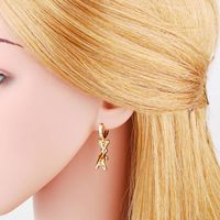 New Cute Glossy Rabbit Copper Gold-plated Inlaid Zircon Earrings main image 6