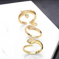 Fashion Simple Opening Adjustable Snake-shaped Zircon Copper Ring main image 2