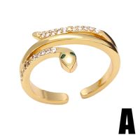 Fashion Simple Opening Adjustable Snake-shaped Zircon Copper Ring main image 3