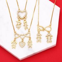 Cartoon Puppet Heart Zircon Couple Copper Gold-plated Inlaid Zircon Necklace main image 1