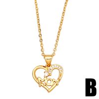 Letter Mom Heart-shaped Copper Gold-plated Inlaid Zircon Necklace Mother's Day Jewelry main image 4