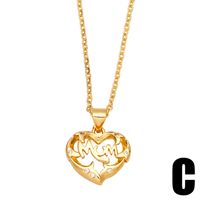 Letter Mom Heart-shaped Copper Gold-plated Inlaid Zircon Necklace Mother's Day Jewelry main image 5