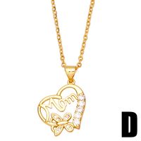 Letter Mom Heart-shaped Copper Gold-plated Inlaid Zircon Necklace Mother's Day Jewelry main image 6