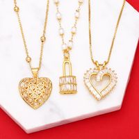 New Heart-shaped Copper Gold-plated Inlaid Zircon Necklace main image 1
