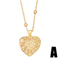 New Heart-shaped Copper Gold-plated Inlaid Zircon Necklace main image 3