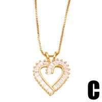 New Heart-shaped Copper Gold-plated Inlaid Zircon Necklace main image 5