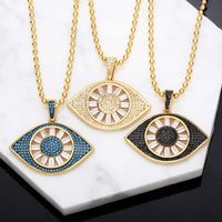 Fashion Hip-hop Devil's Eye Pendant Copper Gold-plated Inlaid Zircon Necklace main image 1