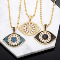 Fashion Hip-hop Devil's Eye Pendant Copper Gold-plated Inlaid Zircon Necklace main image 2