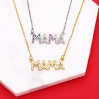 Fashion Letter Mama Pendant Copper Gold-plated Inlaid Zircon Necklace main image 1