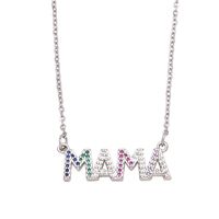 Fashion Letter Mama Pendant Copper Gold-plated Inlaid Zircon Necklace main image 3