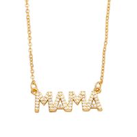 Fashion Letter Mama Pendant Copper Gold-plated Inlaid Zircon Necklace main image 4