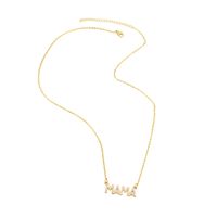 Fashion Letter Mama Pendant Copper Gold-plated Inlaid Zircon Necklace main image 5