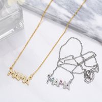 Fashion Letter Mama Pendant Copper Gold-plated Inlaid Zircon Necklace main image 6