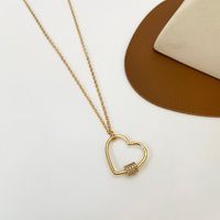 Retro Hollow Heart-shaped Geometric Copper Necklace main image 3