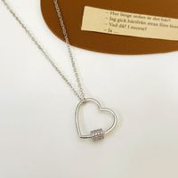 Retro Hollow Heart-shaped Geometric Copper Necklace main image 4