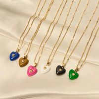 Fashion Enamel Dripping Oil Double Heart Pendant Necklace main image 3