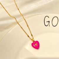 Fashion Enamel Dripping Oil Double Heart Pendant Necklace main image 4