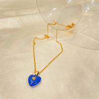 Fashion Enamel Dripping Oil Double Heart Pendant Necklace main image 5