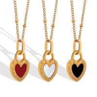 Fashion Simple Double-sided Heart-shaped Shell Titanium Steel Necklace main image 6
