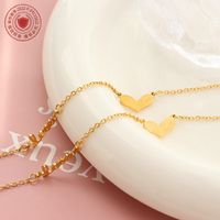 Lettering Peach Heart Pendant Simple Titanium Steel 18k Beach Anklet main image 4