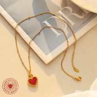 Fashion Simple Heart-shaped Double-sided Pendant Titanium Steel Necklace main image 3