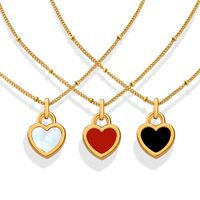 Fashion Simple Heart-shaped Double-sided Pendant Titanium Steel Necklace main image 6
