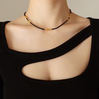 Fashion Simple 18k Gold Beaded Titanium Steel Necklace main image 5