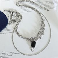 Fashion Simple Zircon Double-layer Titanium Steel Necklace main image 4