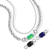 Fashion Simple Zircon Double-layer Titanium Steel Necklace main image 6