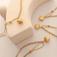 Fashion Simple Heart-shaped Pendant Stitching Titanium Steel Necklace main image 3