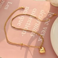 Fashion Simple Heart-shaped Pendant Stitching Titanium Steel Necklace main image 4
