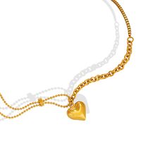 Fashion Simple Heart-shaped Pendant Stitching Titanium Steel Necklace main image 6