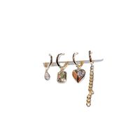 Fashion 4-piece Set Copper Chain Tassel Star Water Drop Heart-shaped Earrings main image 6