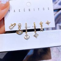 Fashion 6-piece Anchor Star Zircon Copper Earring Set Jewelry main image 2
