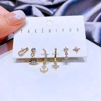Fashion 6-piece Anchor Star Zircon Copper Earring Set Jewelry main image 3