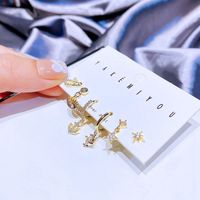 Fashion 6-piece Anchor Star Zircon Copper Earring Set Jewelry main image 5