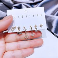 Fashion 6-piece Anchor Star Zircon Copper Earring Set Jewelry main image 6