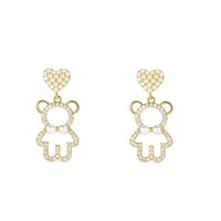 Nouvelles Boucles D'oreilles En Perles De Cuivre Avec Pendentif Ours Mignon main image 2