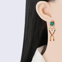 New Fashion Female Color Diamond Geometric Heart-shaped Shape Earrings main image 3