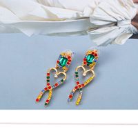 New Fashion Female Color Diamond Geometric Heart-shaped Shape Earrings main image 5