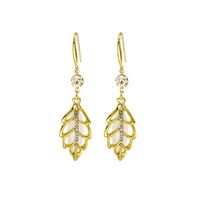 Fashion Leaf Shape Copper Inlaid Zircon Earrings main image 2